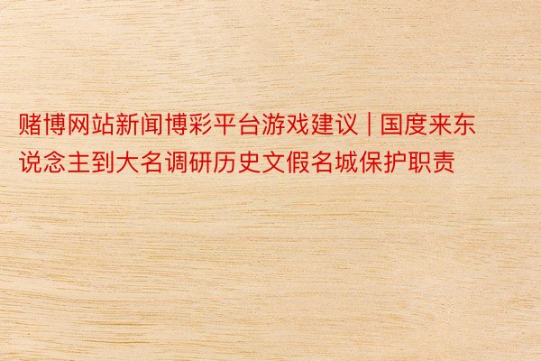 赌博网站新闻博彩平台游戏建议 | 国度来东说念主到大名调研历史文假名城保护职责
