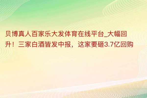 贝博真人百家乐大发体育在线平台_大幅回升！三家白酒皆发中报，这家要砸3.7亿回购
