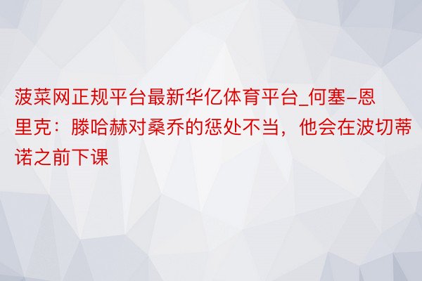 菠菜网正规平台最新华亿体育平台_何塞-恩里克：滕哈赫对桑乔的惩处不当，他会在波切蒂诺之前下课