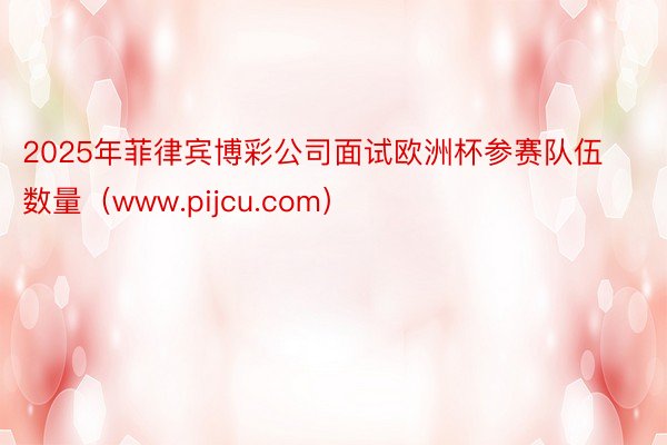 2025年菲律宾博彩公司面试欧洲杯参赛队伍数量（www.pijcu.com）
