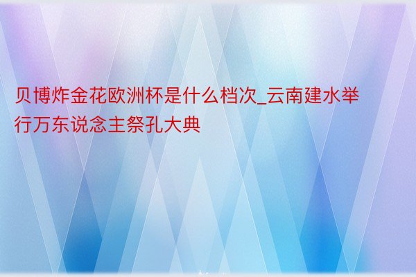 贝博炸金花欧洲杯是什么档次_云南建水举行万东说念主祭孔大典