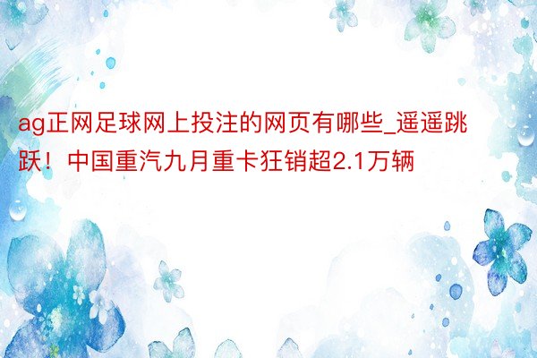 ag正网足球网上投注的网页有哪些_遥遥跳跃！中国重汽九月重卡狂销超2.1万辆